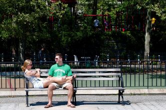 Couple on a park bench