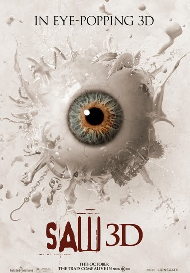 saw 3d eye popping movie poster