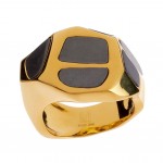 RLM Studio Brass & Hematite Inlay Carved Nugget Ring